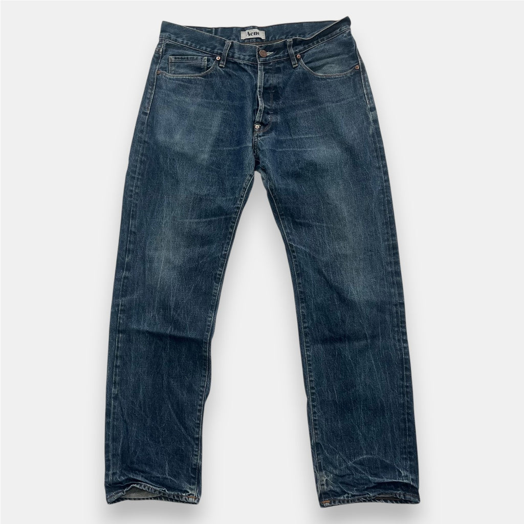 Acne “Moc Raw” Straight Leg Raw Denim Jeans (34/32)