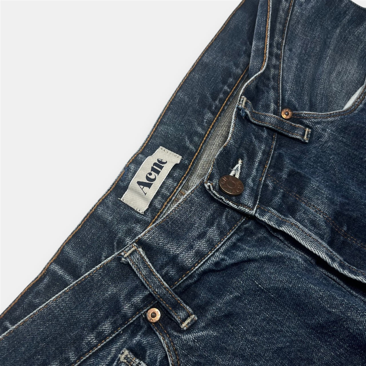 Acne “Moc Raw” Straight Leg Raw Denim Jeans (34/32)