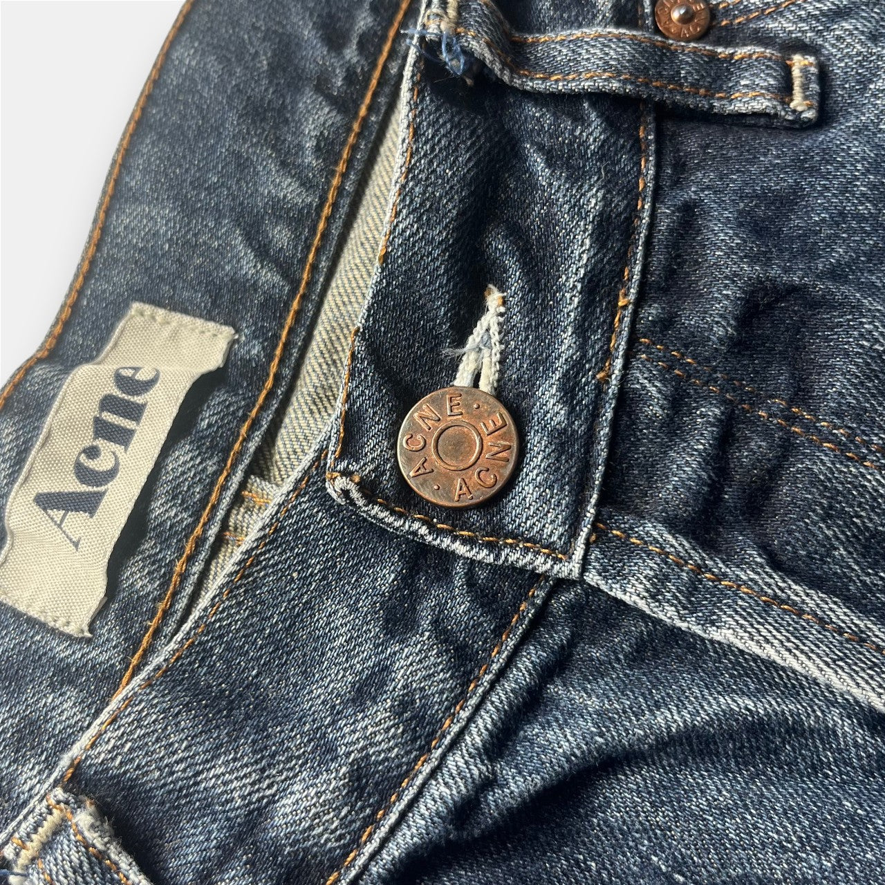 Acne “Moc Raw” Straight Leg Raw Denim Jeans (34/32)
