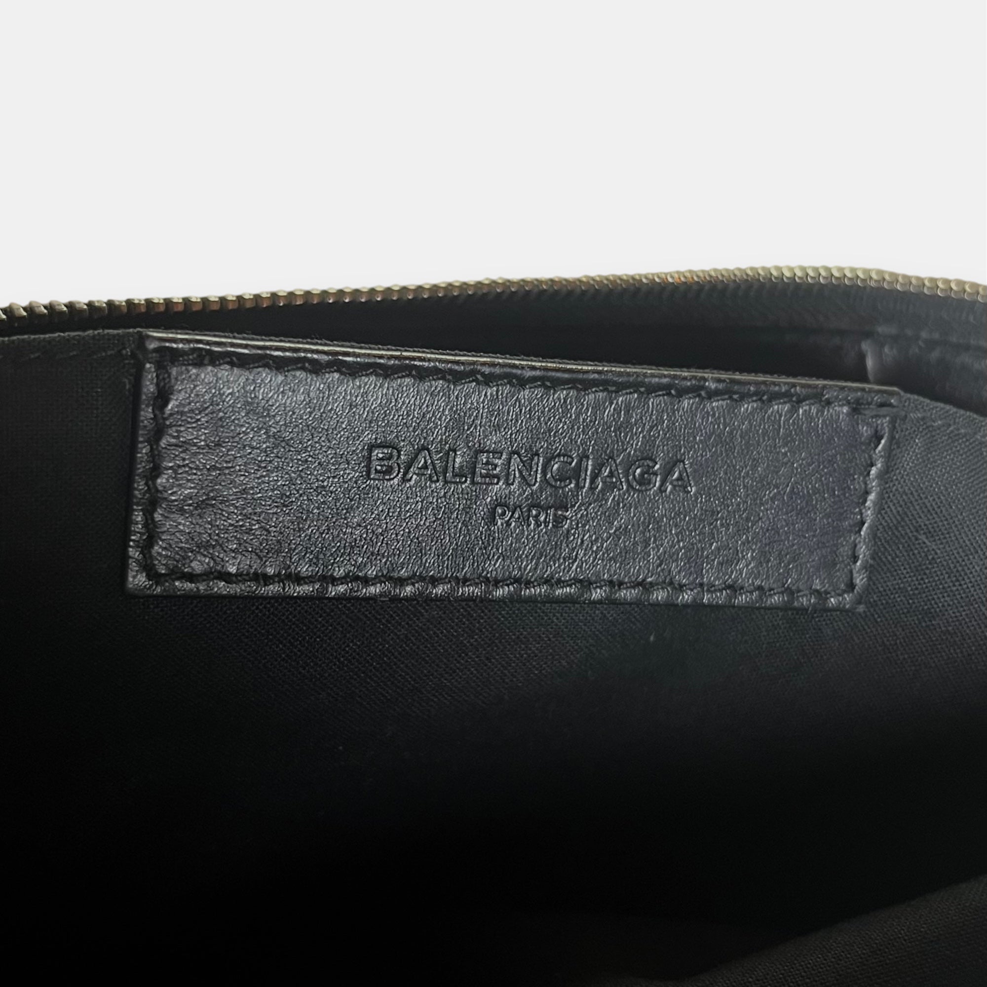 Balenciaga Clutch Bag Black Leather & Canvas