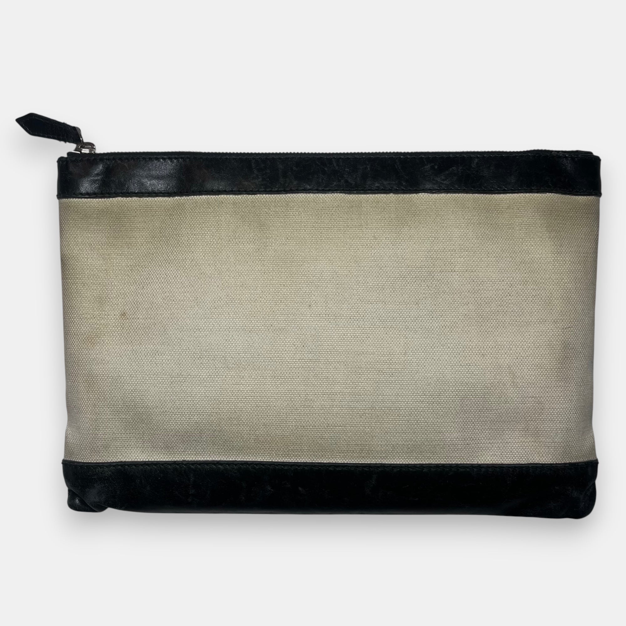 Balenciaga Clutch Bag Black Leather & Canvas