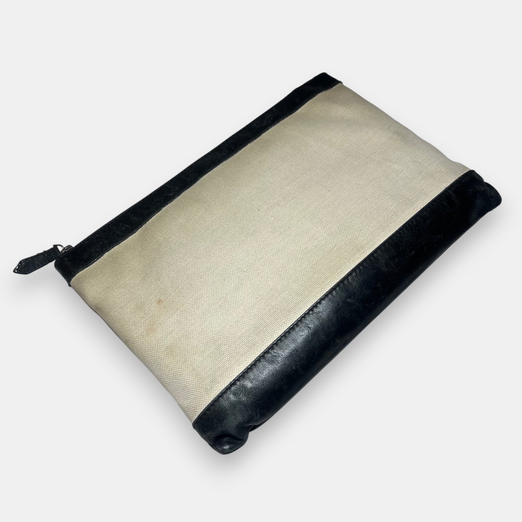 Balenciaga Clutch Bag Black Leather & Canvas