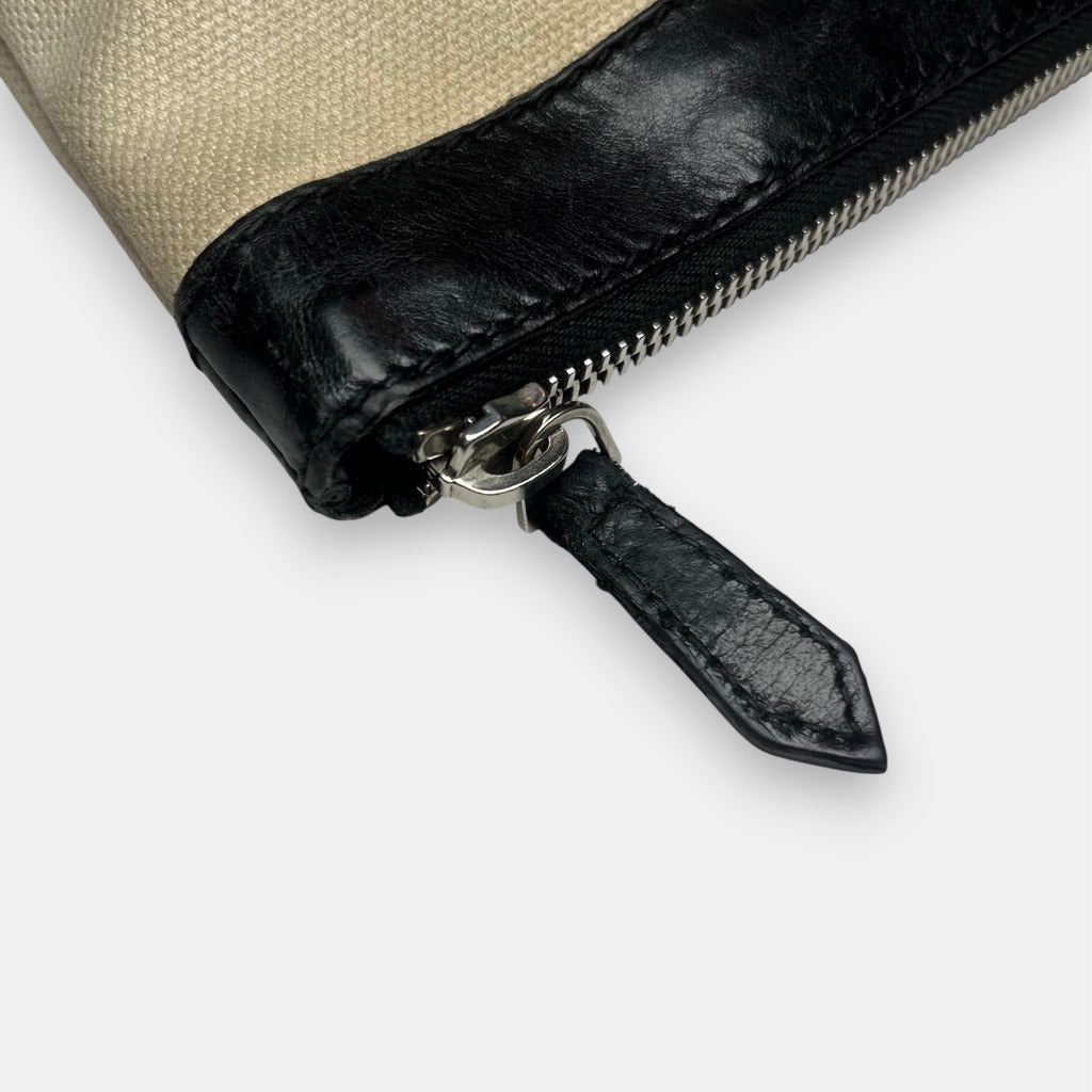 Balenciaga Clutch Bag Black Leather & Canvas