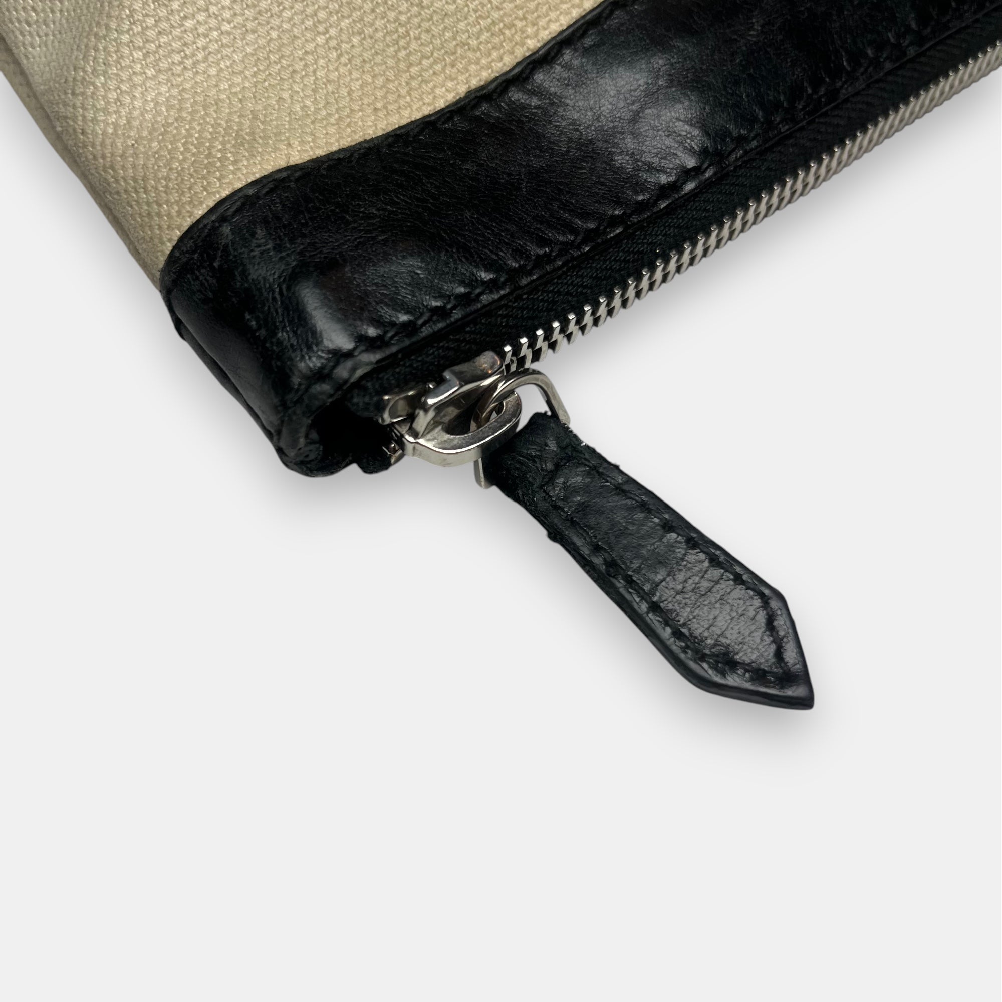 Balenciaga Clutch Bag Black Leather & Canvas