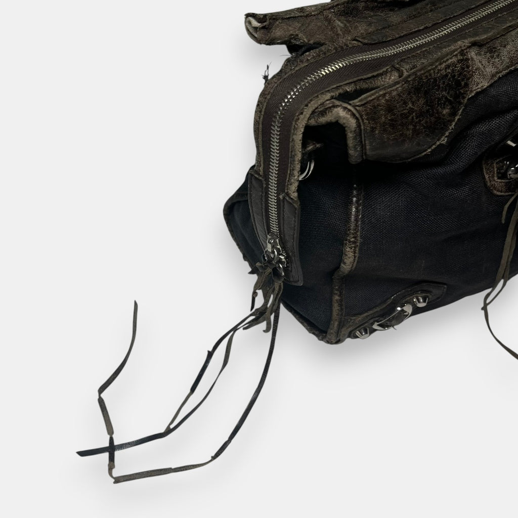 Balenciaga Distressed Canvas & Leather City Bag Rare