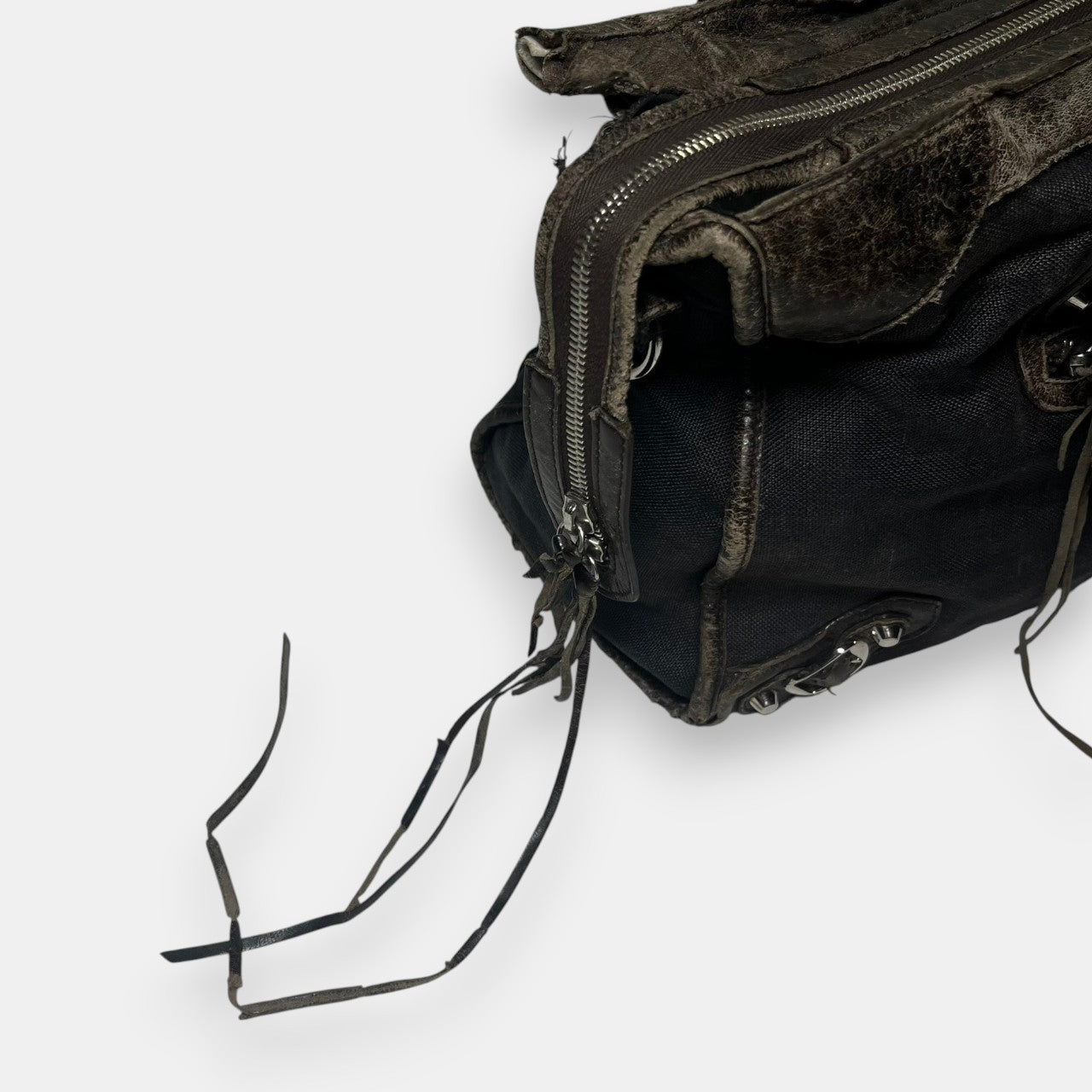 Balenciaga Distressed Canvas & Leather City Bag Rare