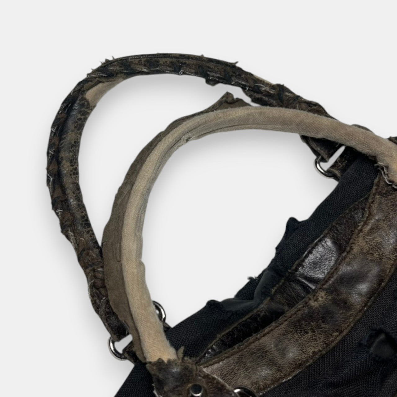 Balenciaga Distressed Canvas & Leather City Bag Rare