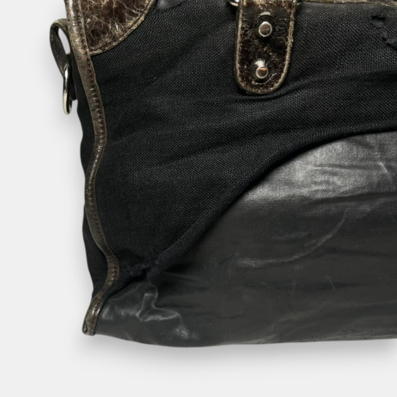 Balenciaga Distressed Canvas & Leather City Bag Rare
