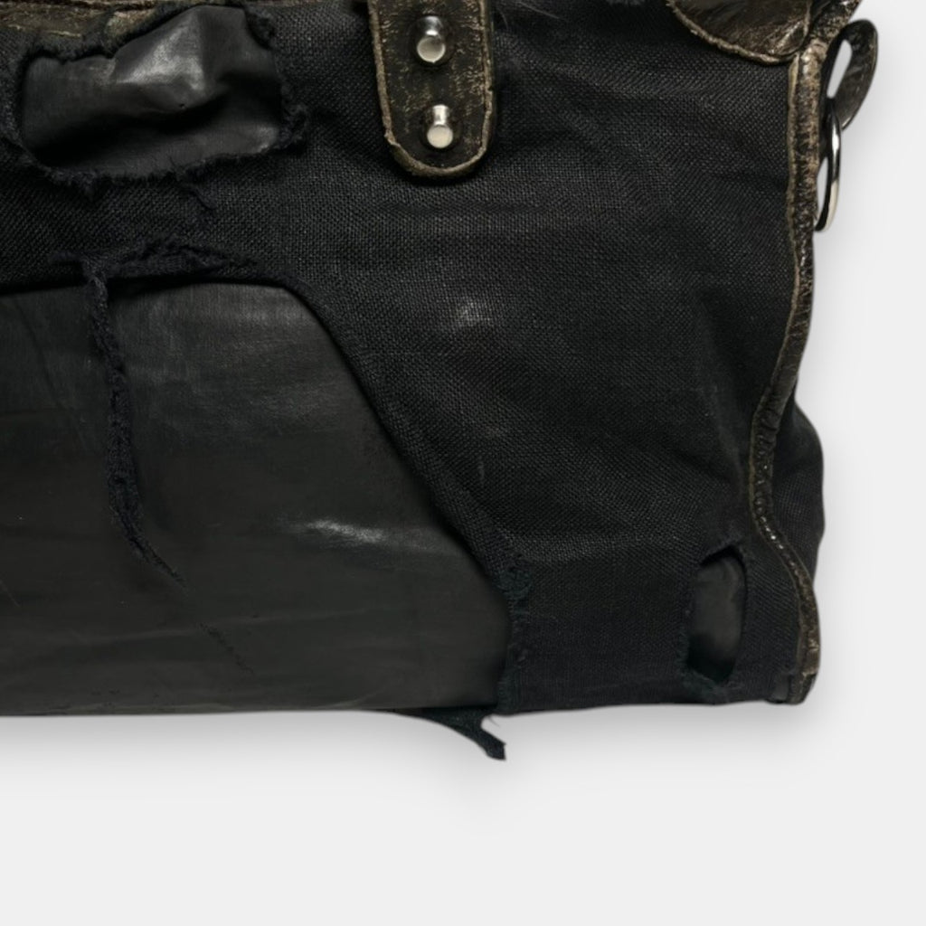Balenciaga Distressed Canvas & Leather City Bag Rare