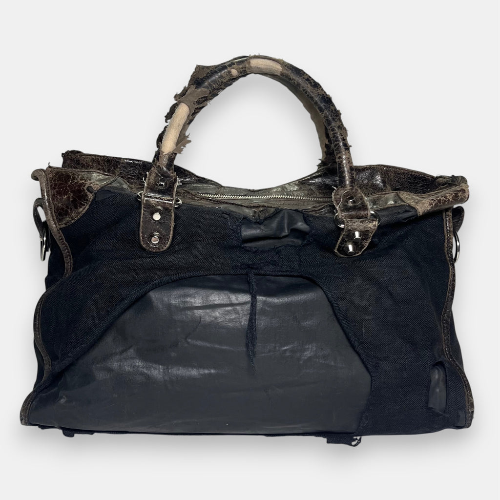 Balenciaga Distressed Canvas & Leather City Bag Rare