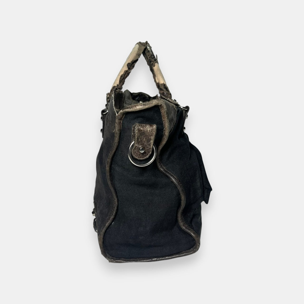 Balenciaga Distressed Canvas & Leather City Bag Rare