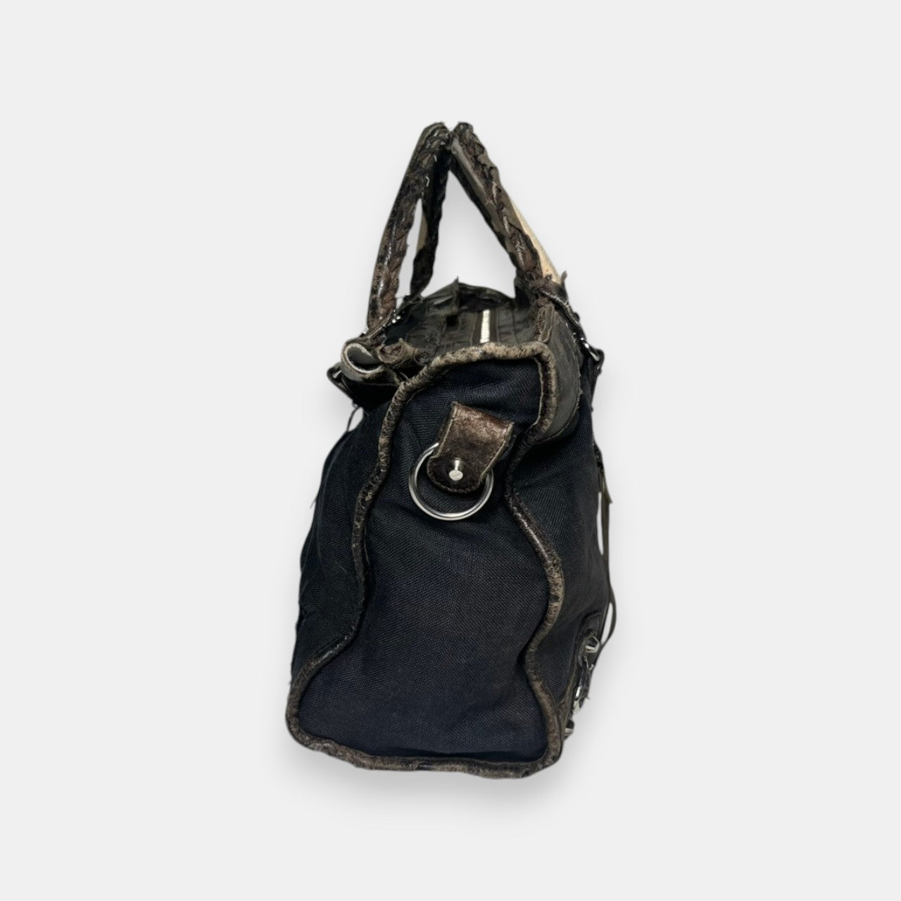 Balenciaga Distressed Canvas & Leather City Bag Rare