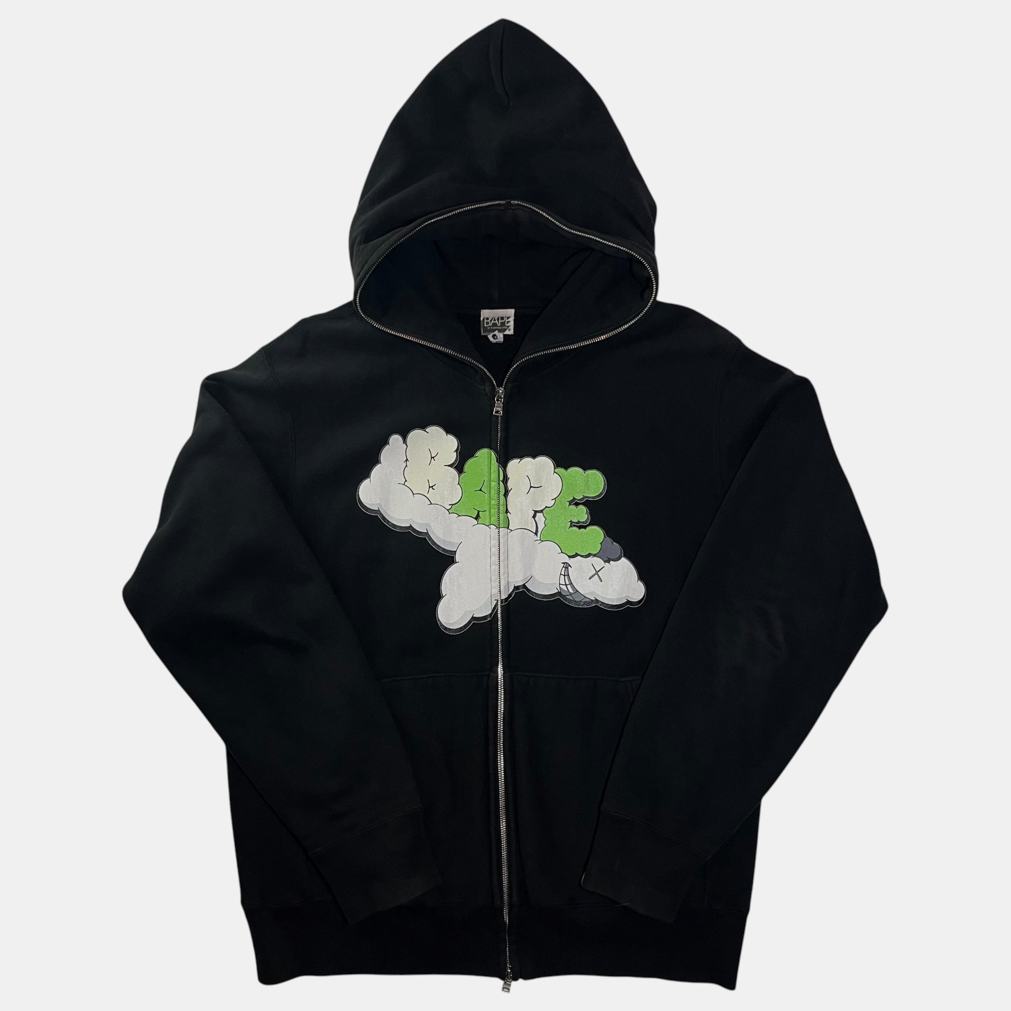Bape x KAWS Zip Up Cloud Plane Logo Black Hoodie 2006