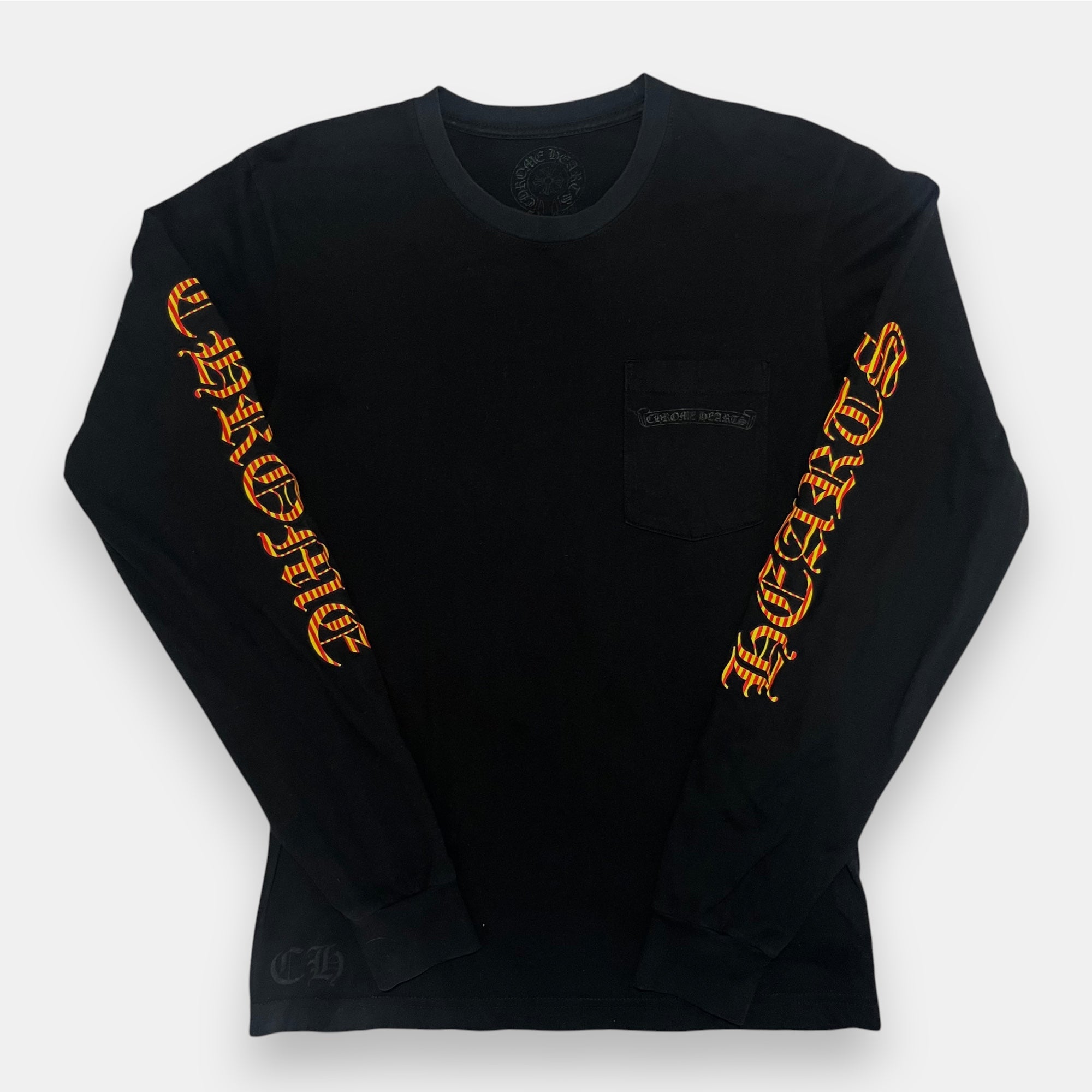 Chrome Hearts Dagger Long Sleeve T-Shirt in Black with Red/Yellow