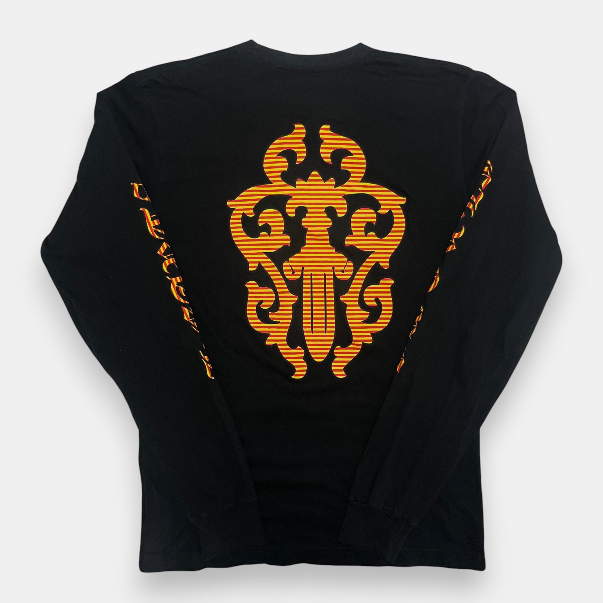 Chrome Hearts Dagger Long Sleeve T-Shirt in Black with Red/Yellow Stripes