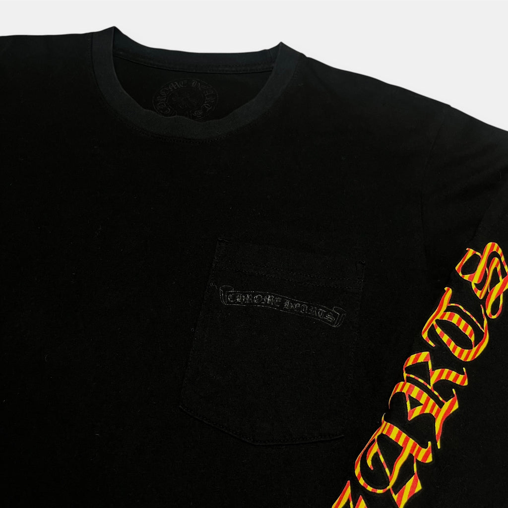 Chrome Hearts Dagger Long Sleeve T-Shirt in Black with Red/Yellow Stripes
