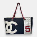 Chanel CC Chocolate Bar No.5 Shoulder Bag w. Leather Chain
