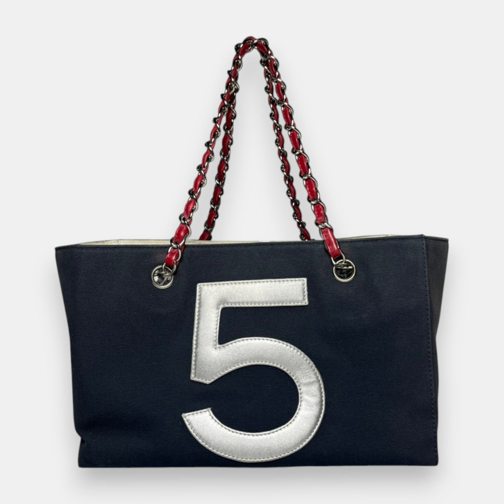 Chanel CC Chocolate Bar No.5 Shoulder Bag w. Leather Chain