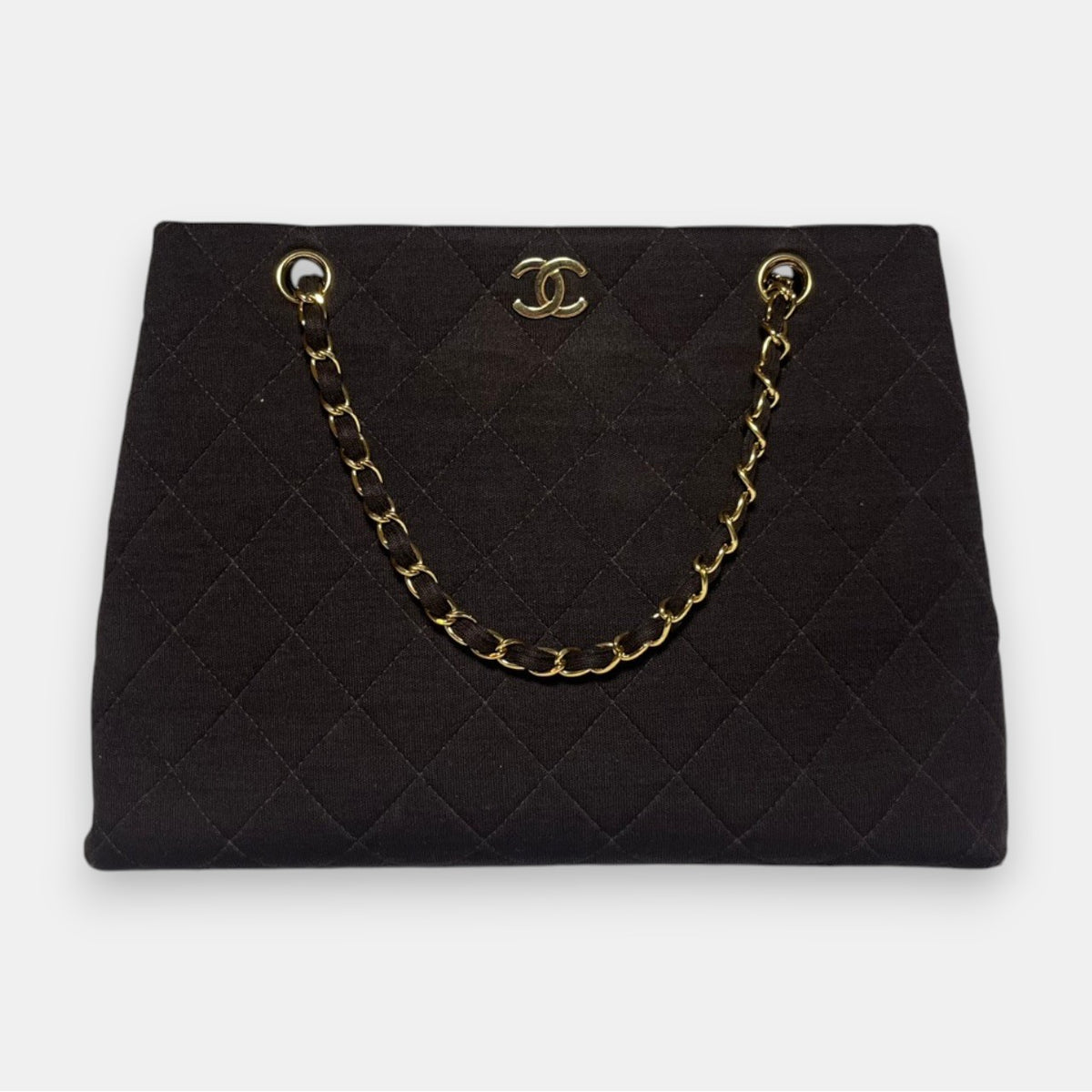 Chanel Brown Quilted Jersey CC Bag w. Gold Hardware, 1997-1999