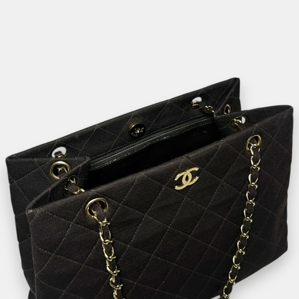Chanel Brown Quilted Jersey CC Bag w. Gold Hardware, 1997-1999