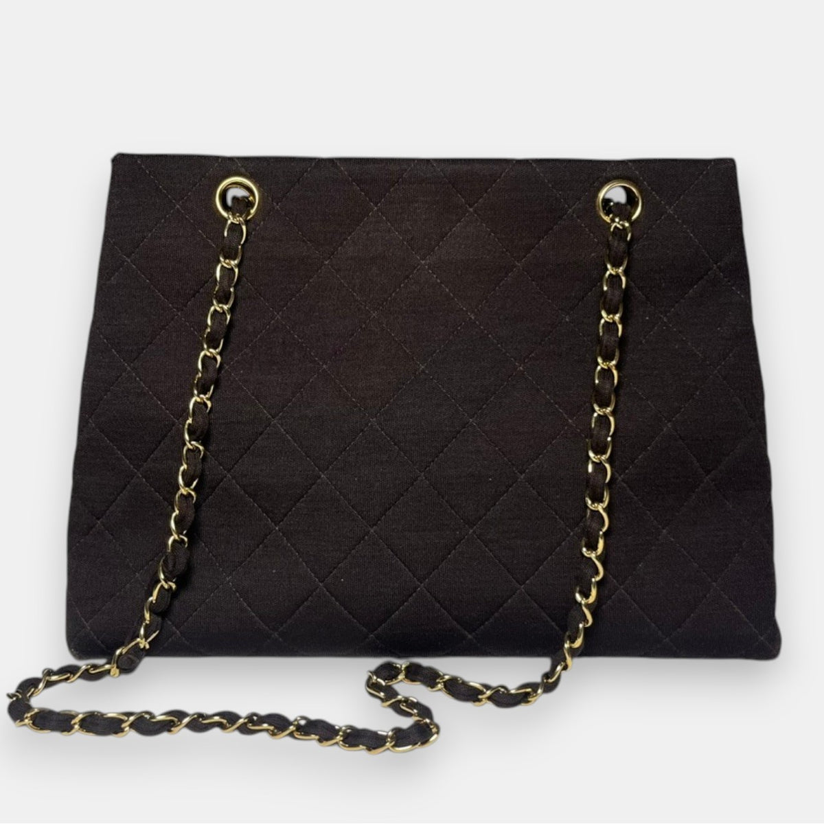 Chanel Brown Quilted Jersey CC Bag w. Gold Hardware, 1997-1999