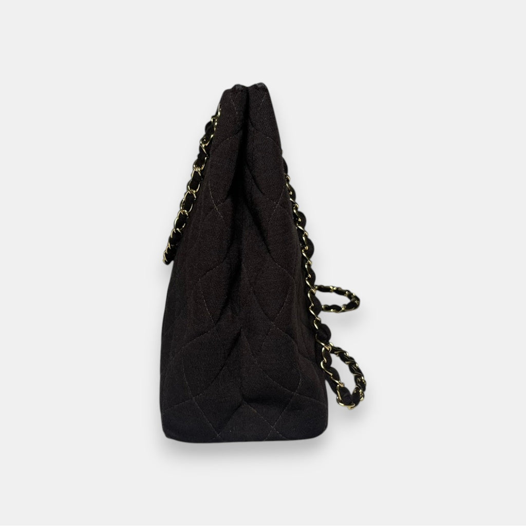Chanel Brown Quilted Jersey CC Bag w. Gold Hardware, 1997-1999