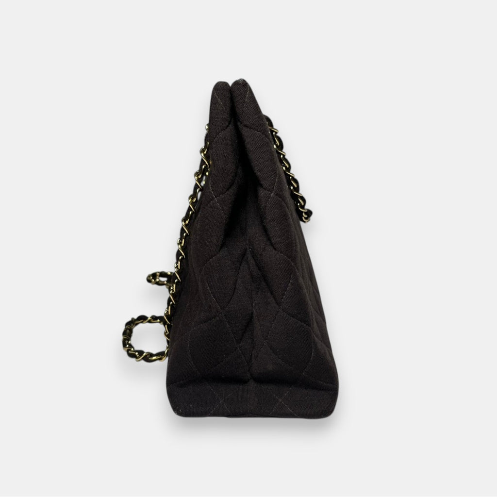 Chanel Brown Quilted Jersey CC Bag w. Gold Hardware, 1997-1999