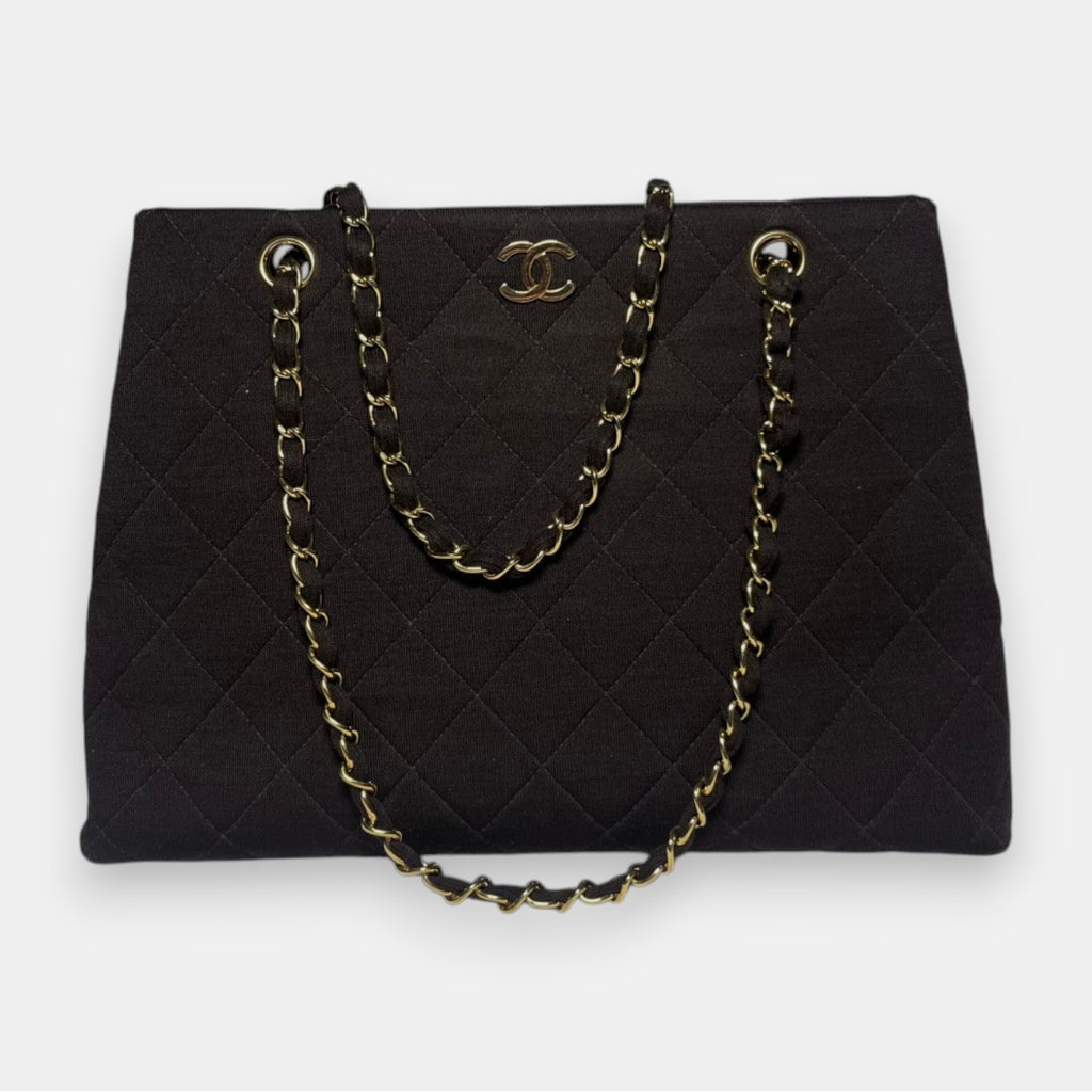 Chanel Brown Quilted Jersey CC Bag w. Gold Hardware, 1997-1999