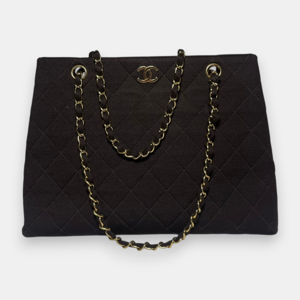 Chanel Brown Quilted Jersey CC Bag w. Gold Hardware, 1997-1999