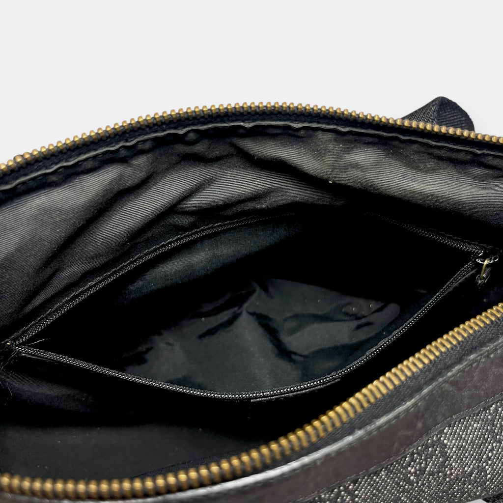 Gucci Black Handbag Gold Hardware GG Canvas