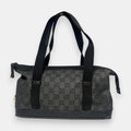 Gucci Black Handbag Gold Hardware GG Canvas