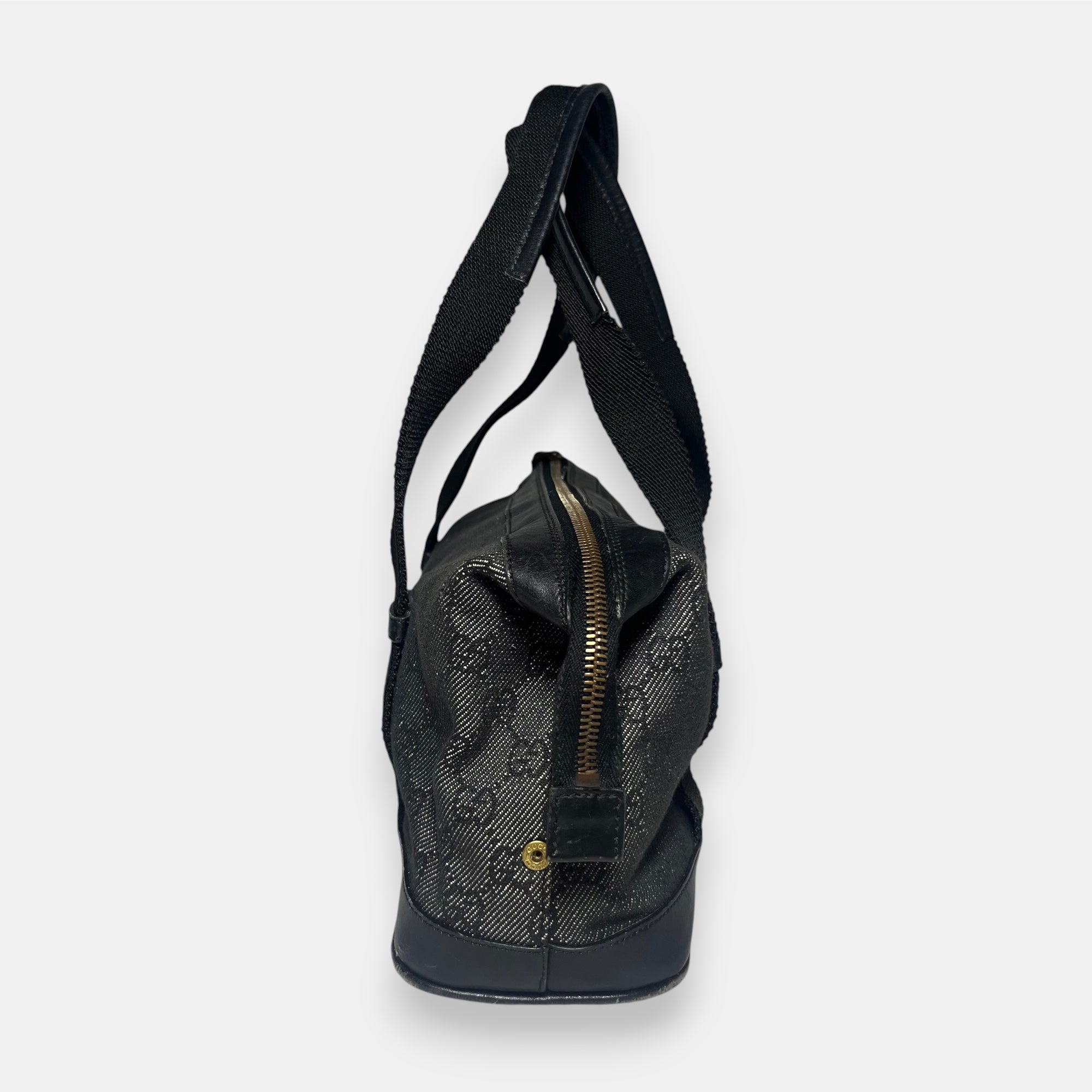 Gucci Black Handbag Gold Hardware GG Canvas