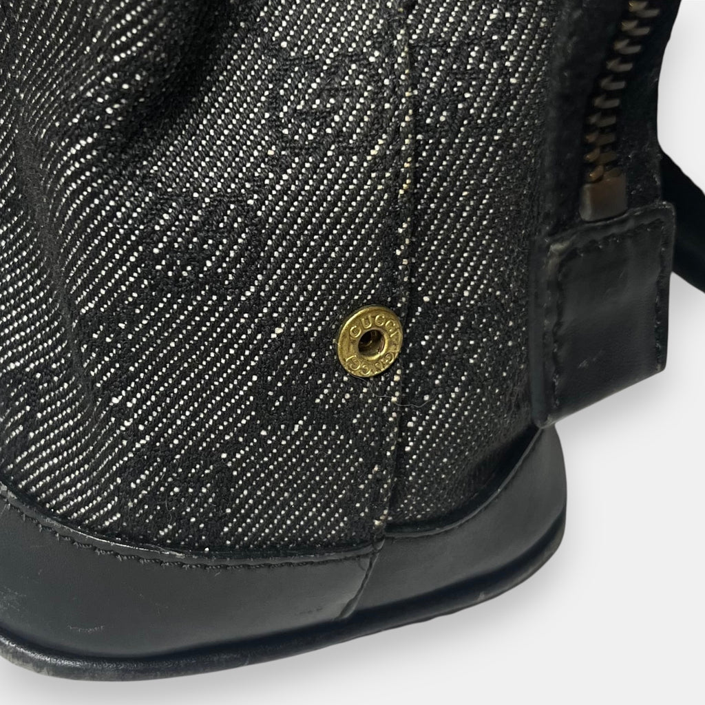 Gucci Black Handbag Gold Hardware GG Canvas