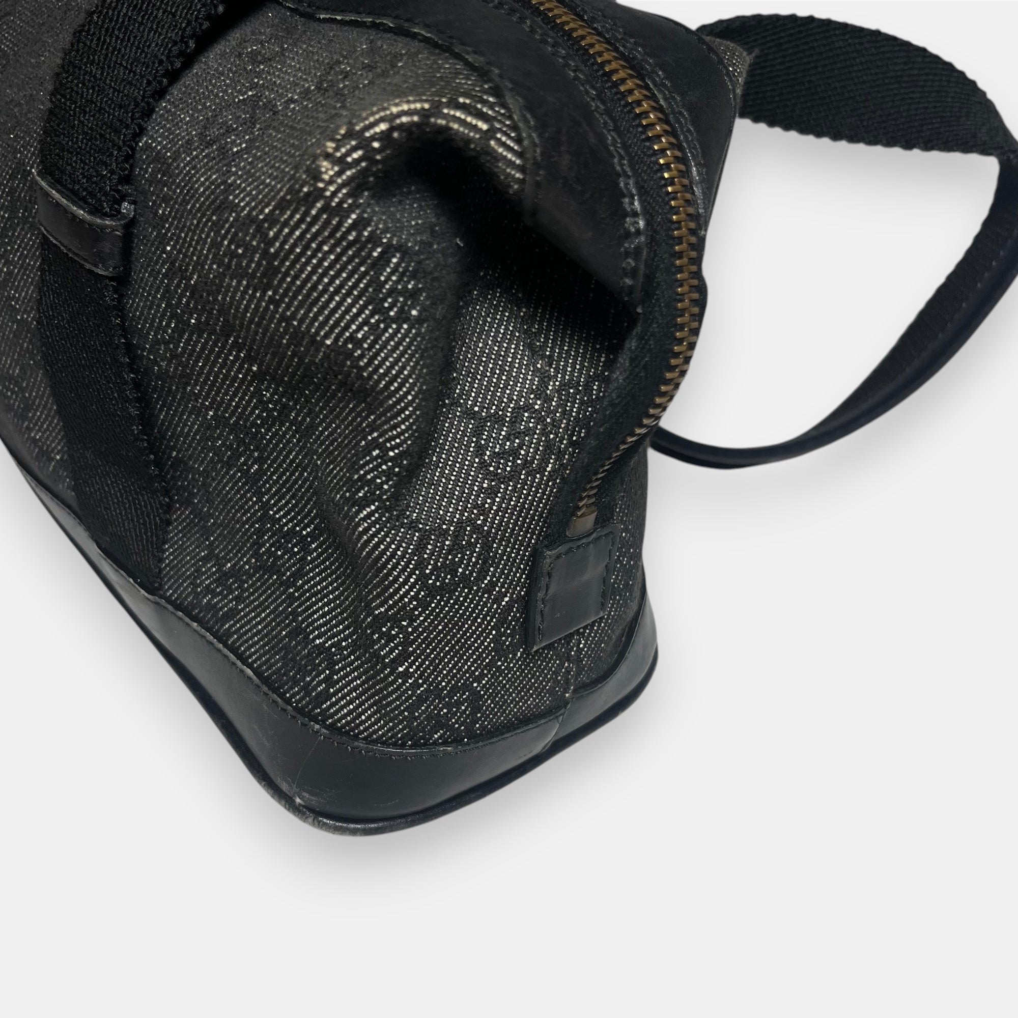 Gucci Black Handbag Gold Hardware GG Canvas