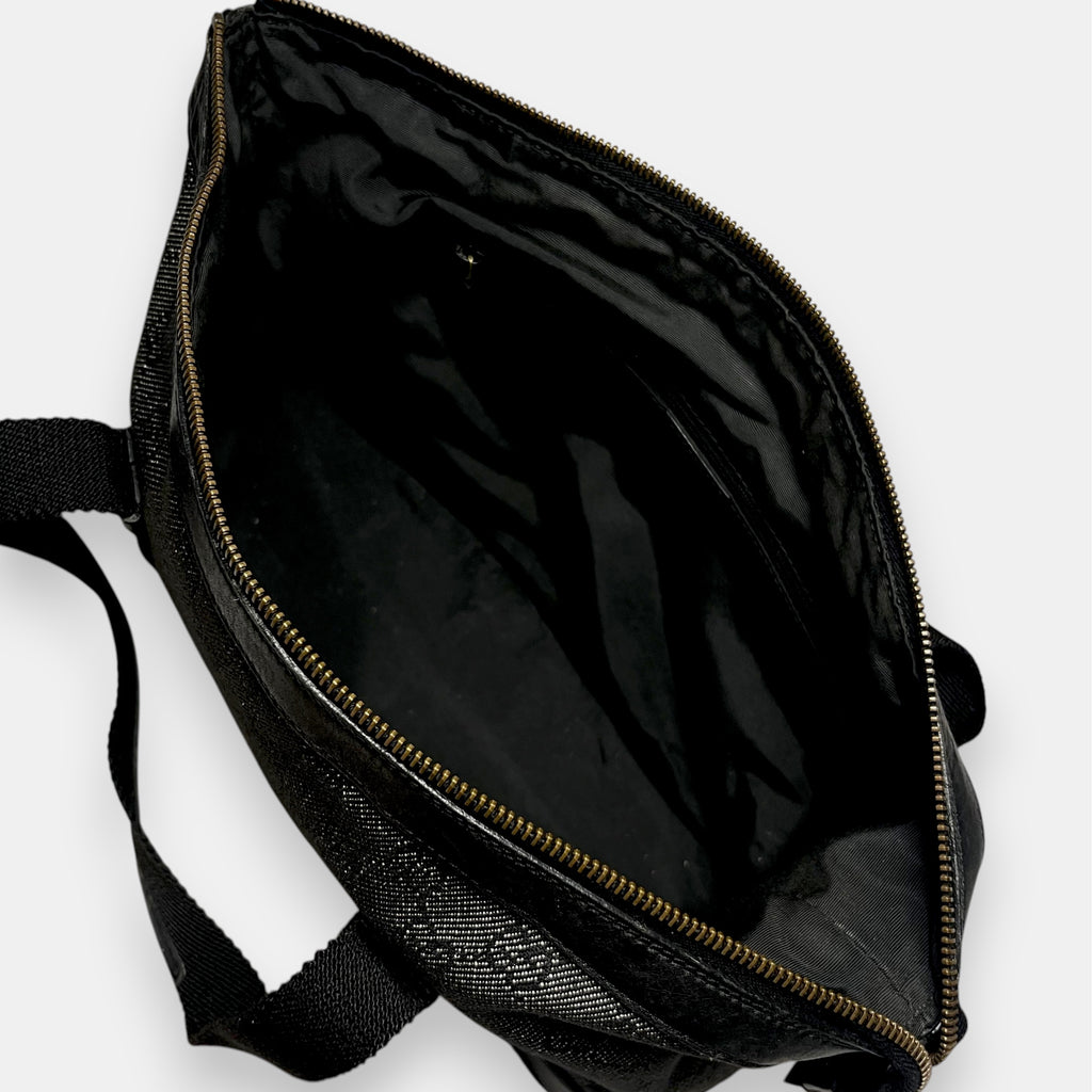 Gucci Black Handbag Gold Hardware GG Canvas