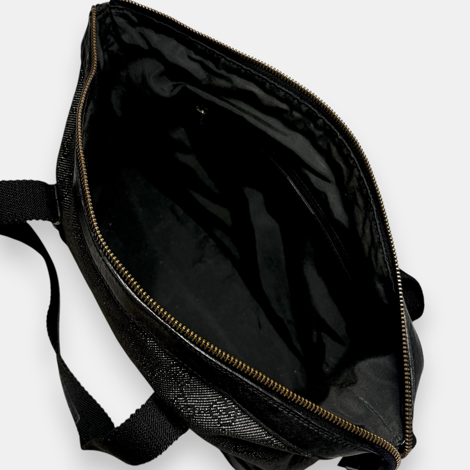 Gucci Black Handbag Gold Hardware GG Canvas