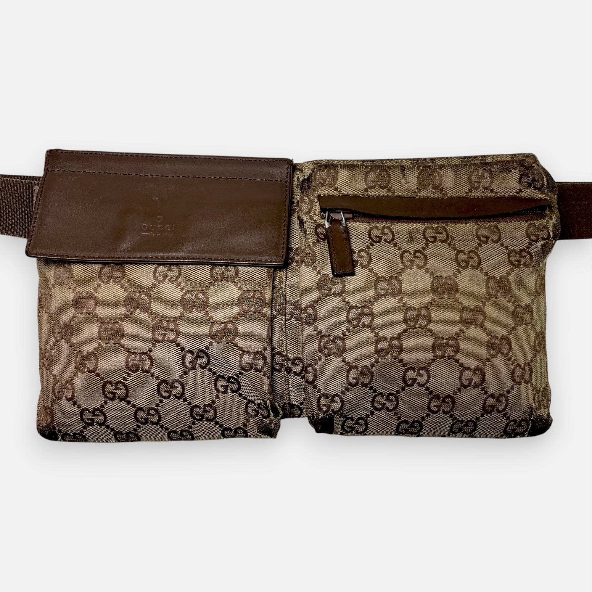 Gucci GG Canvas & Leather Belt Bag Fanny Pack