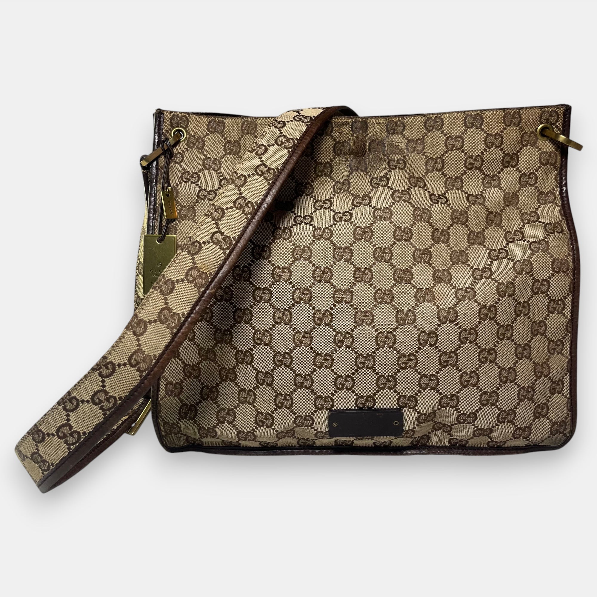 Gucci Messenger Bag GG canvas Gold Metal Hardware
