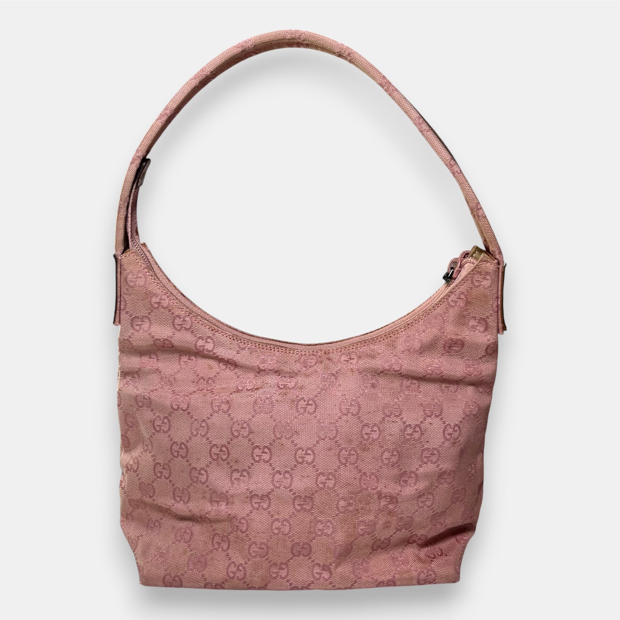 Gucci Shoulder Bag Pink GG Canvas Hobo
