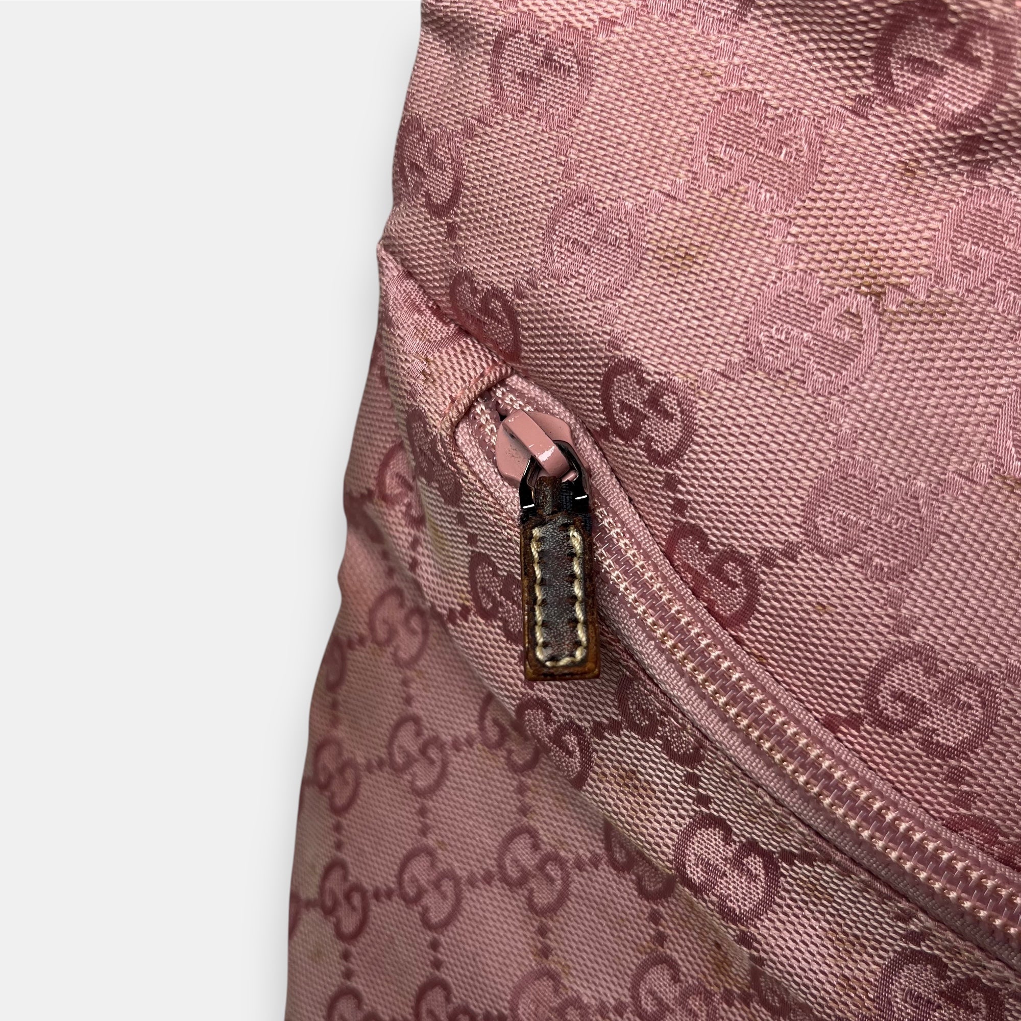 Gucci Shoulder Bag Pink GG Canvas Hobo