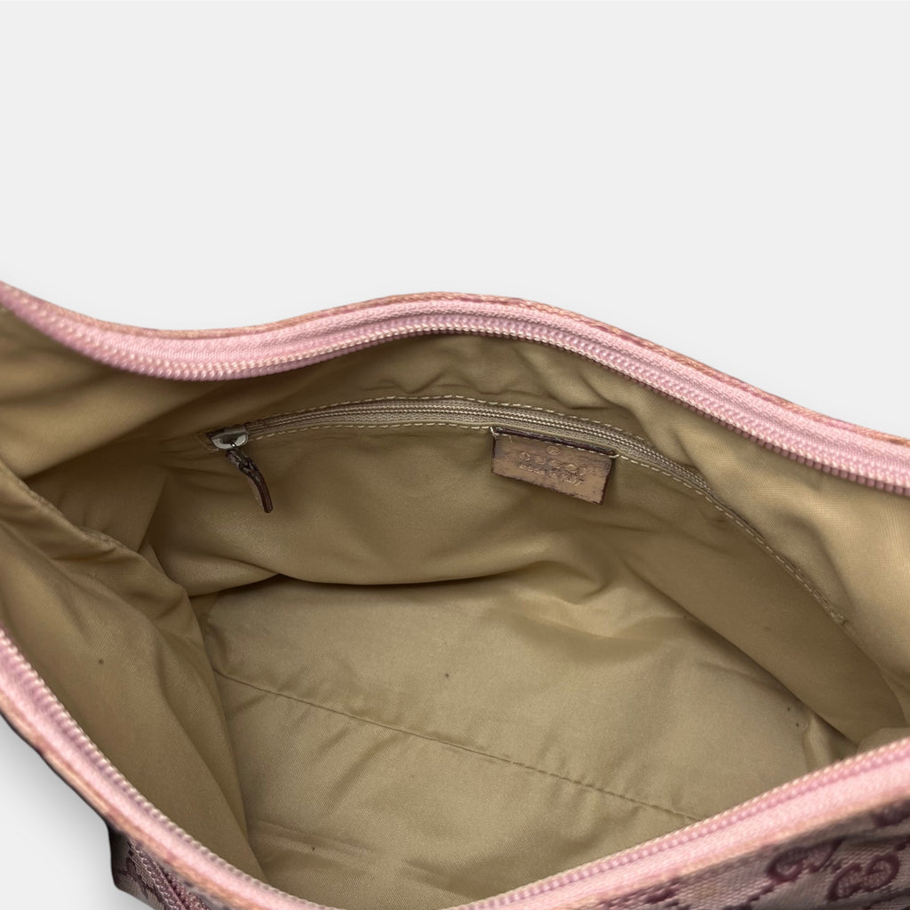 Gucci Shoulder Bag Pink GG Canvas Hobo