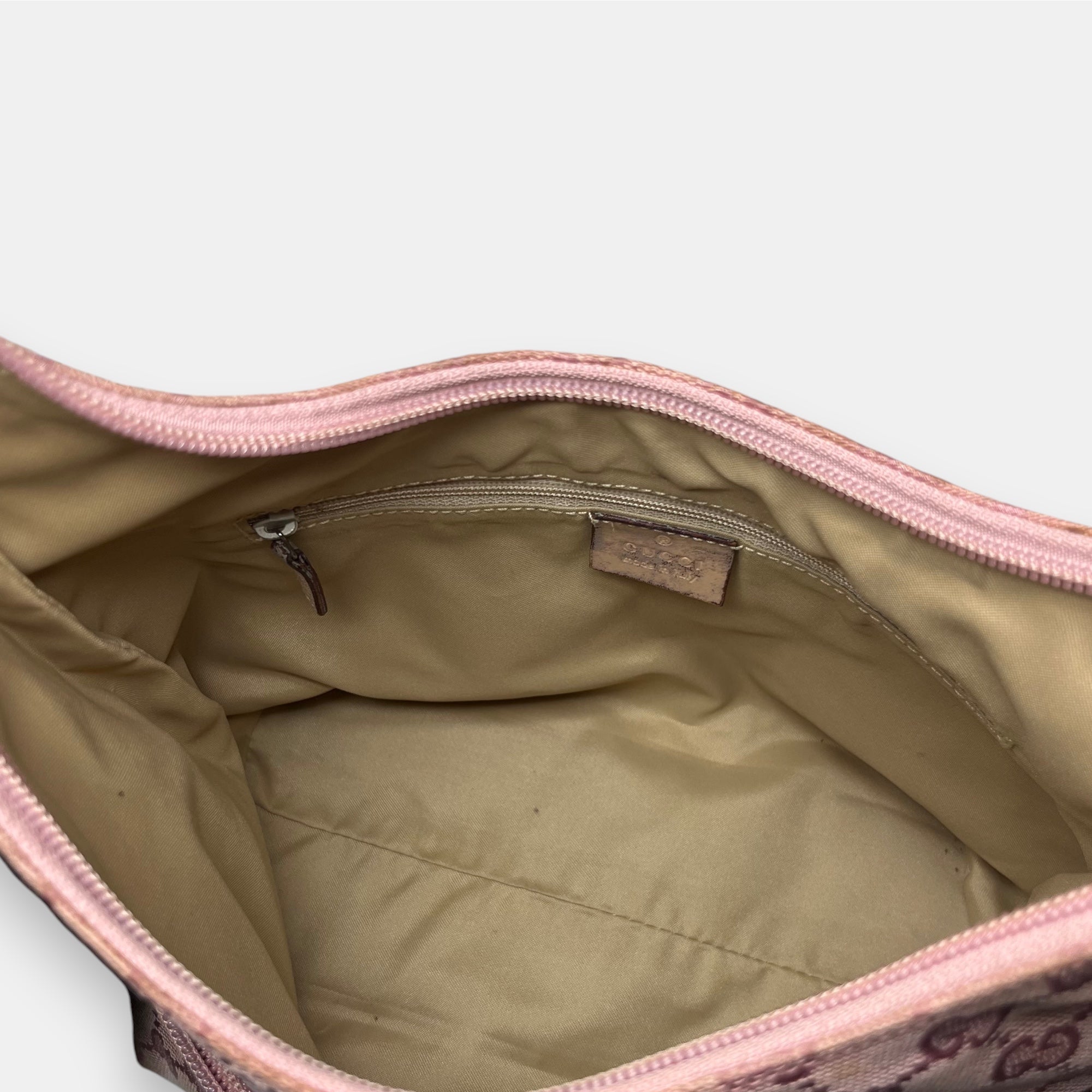 Gucci Shoulder Bag Pink GG Canvas Hobo
