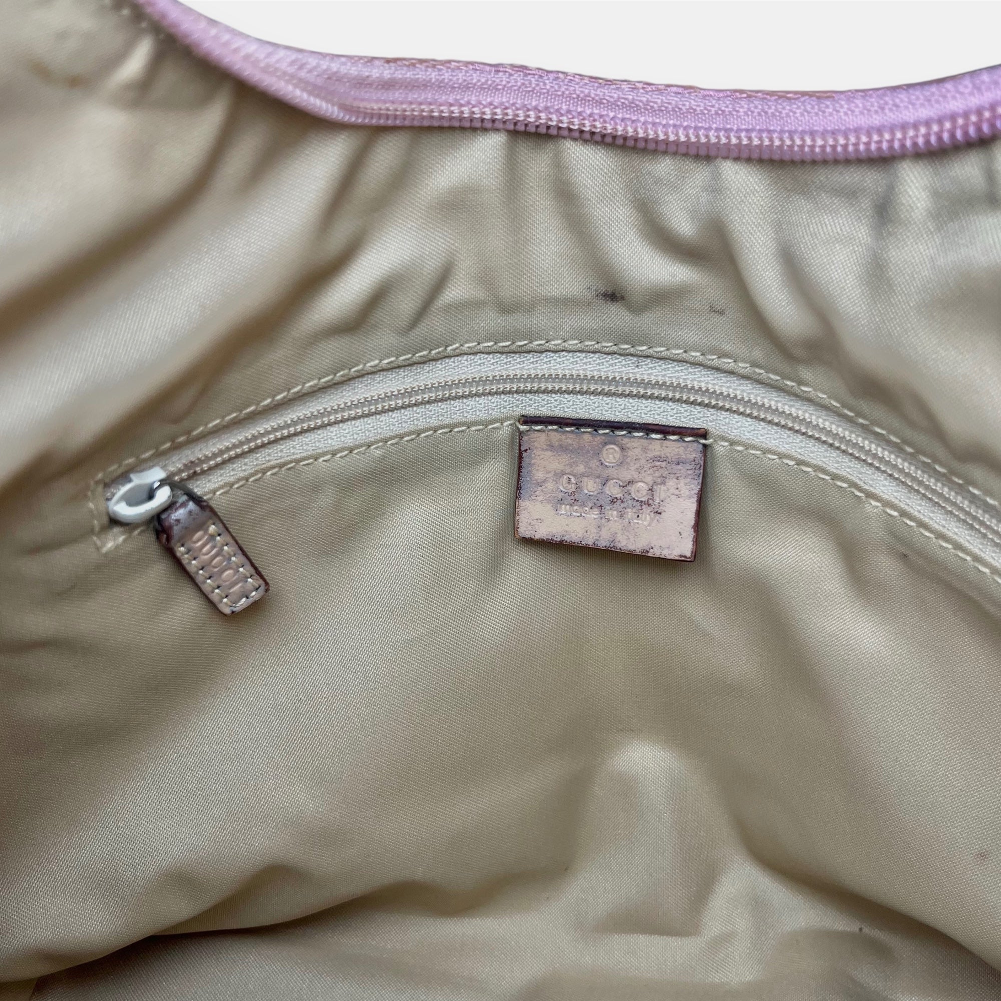 Gucci Shoulder Bag Pink GG Canvas Hobo
