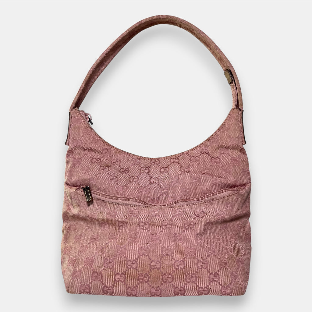 Gucci Shoulder Bag Pink GG Canvas Hobo