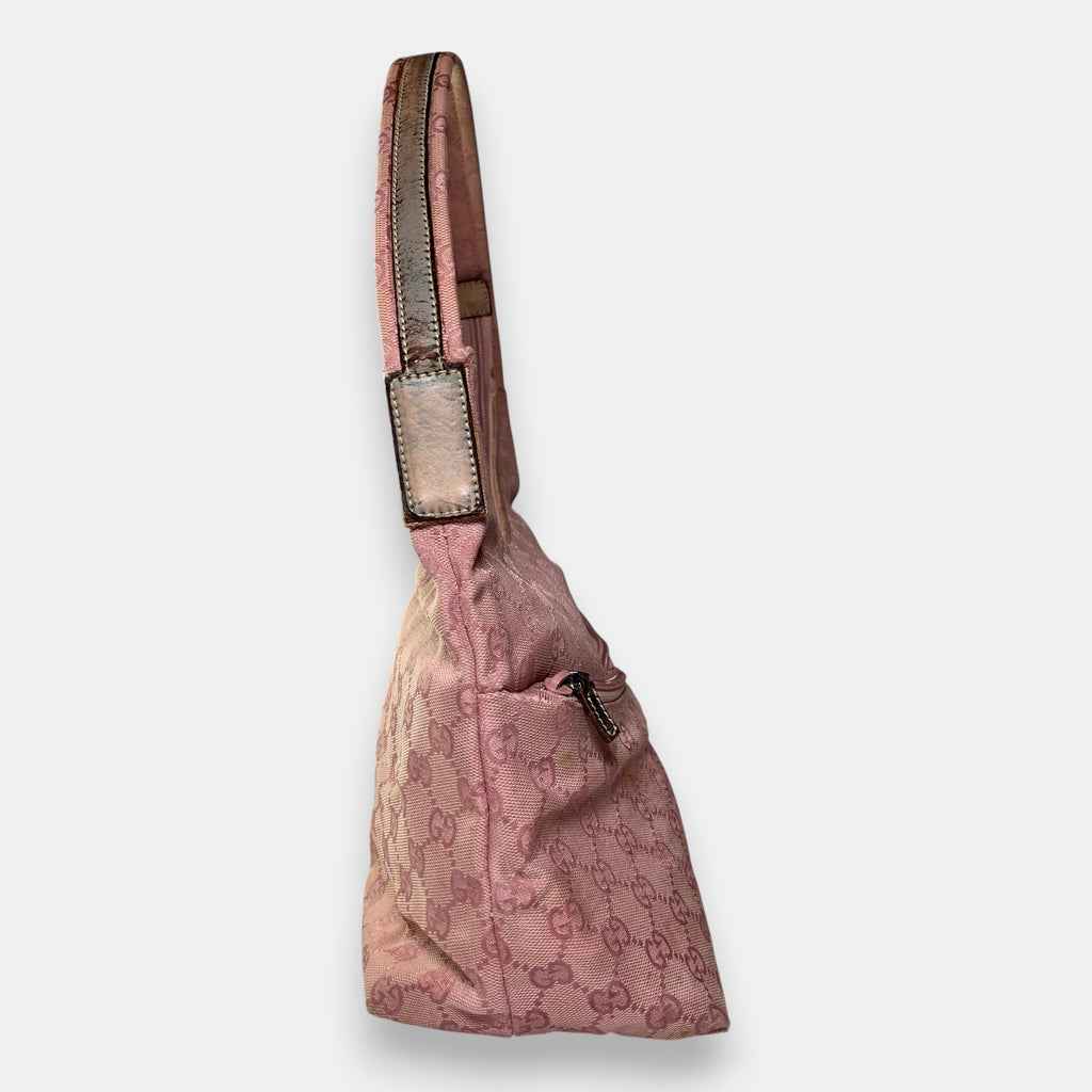 Gucci Shoulder Bag Pink GG Canvas Hobo