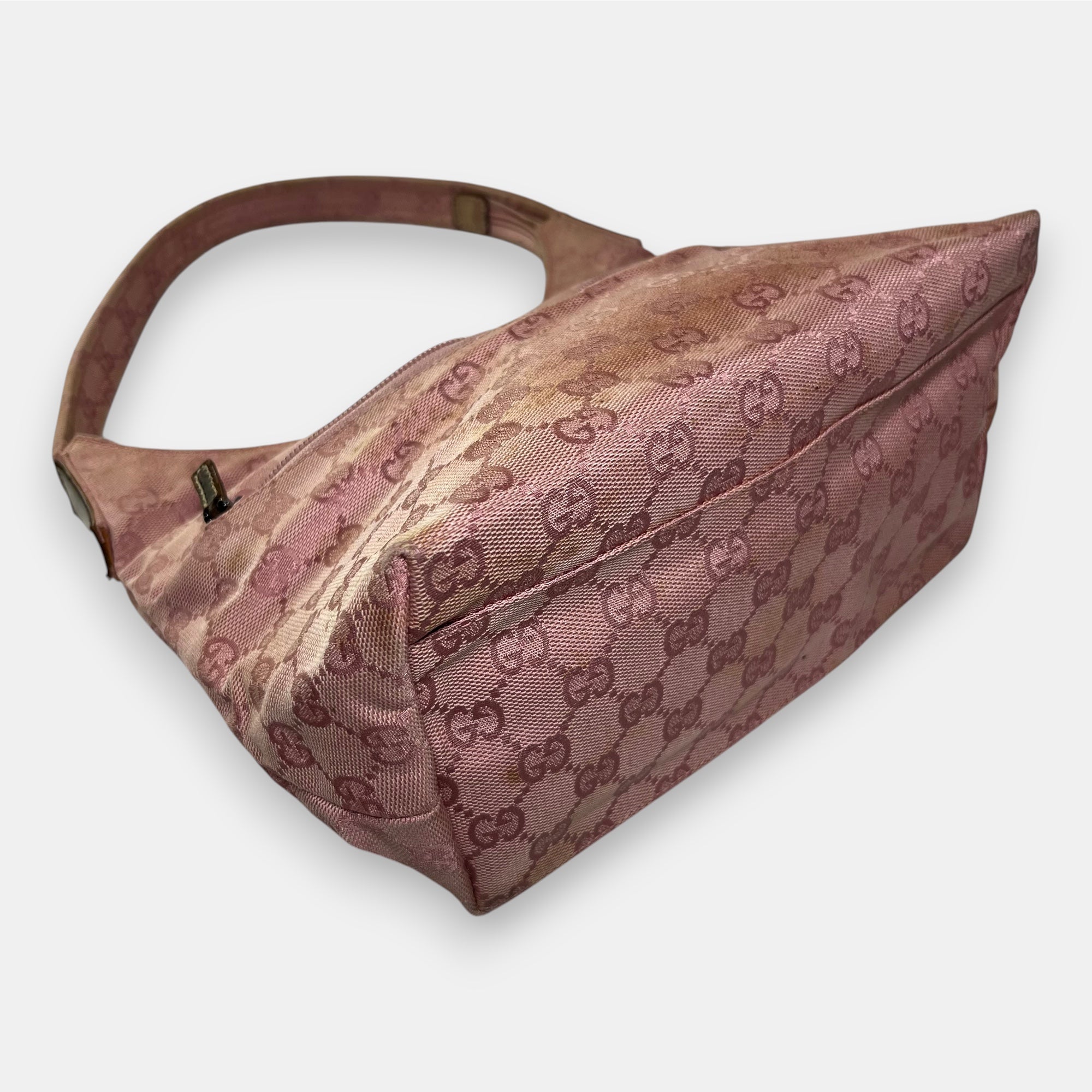 Gucci Shoulder Bag Pink GG Canvas Hobo