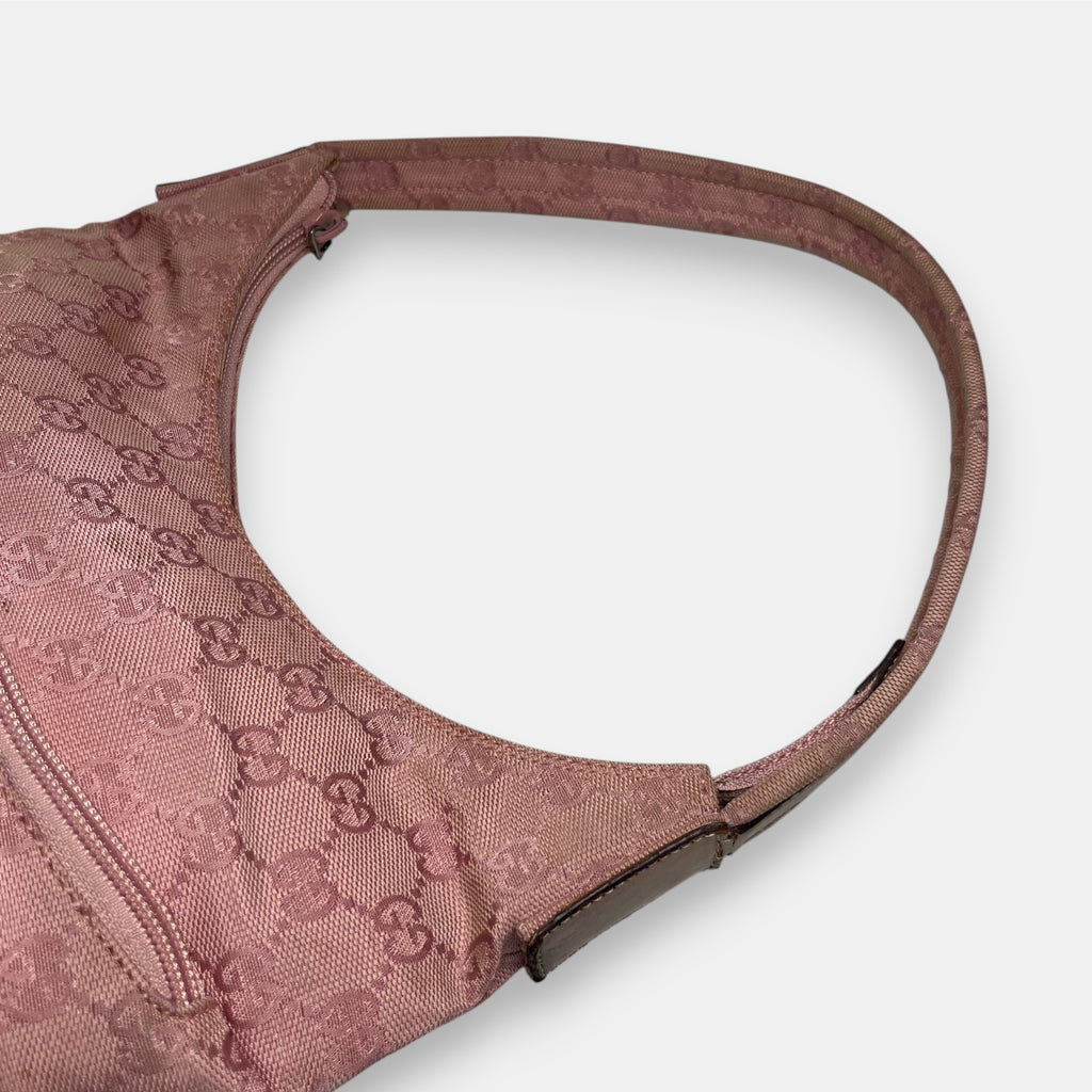 Gucci Shoulder Bag Pink GG Canvas Hobo