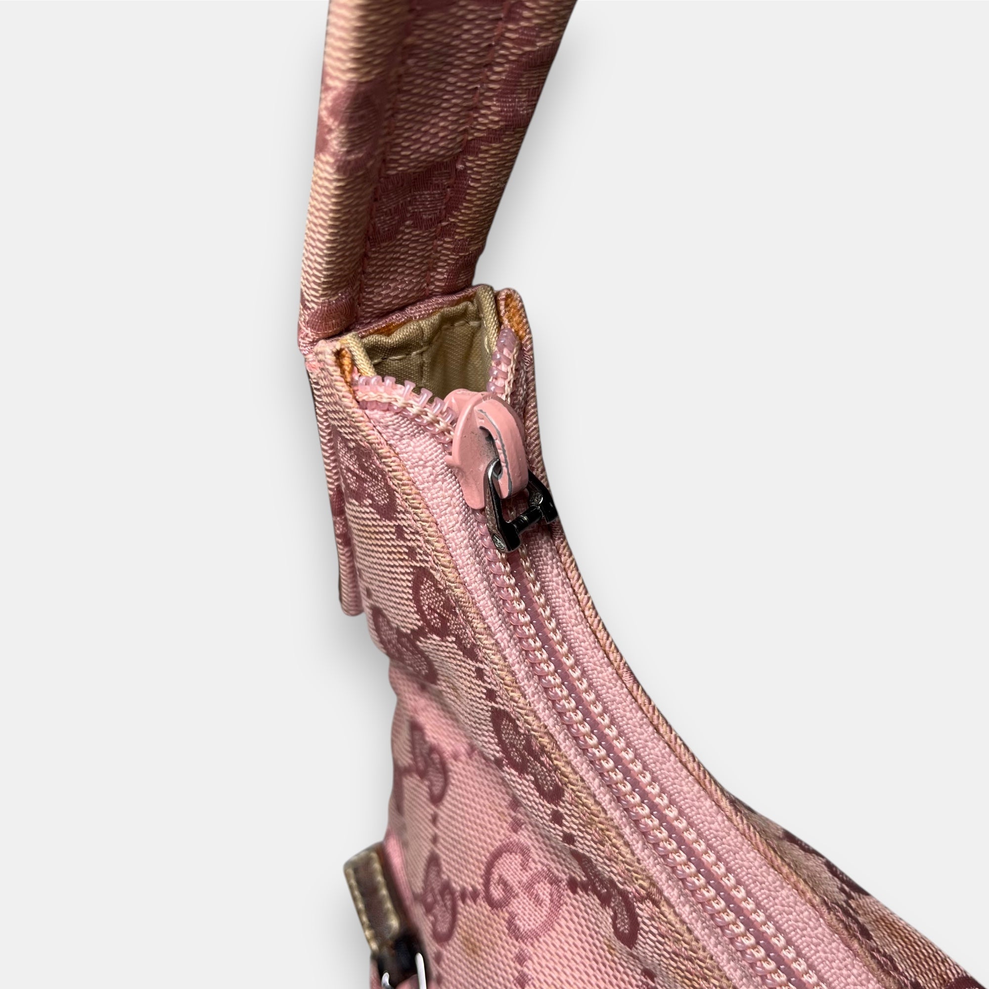 Gucci Shoulder Bag Pink GG Canvas Hobo