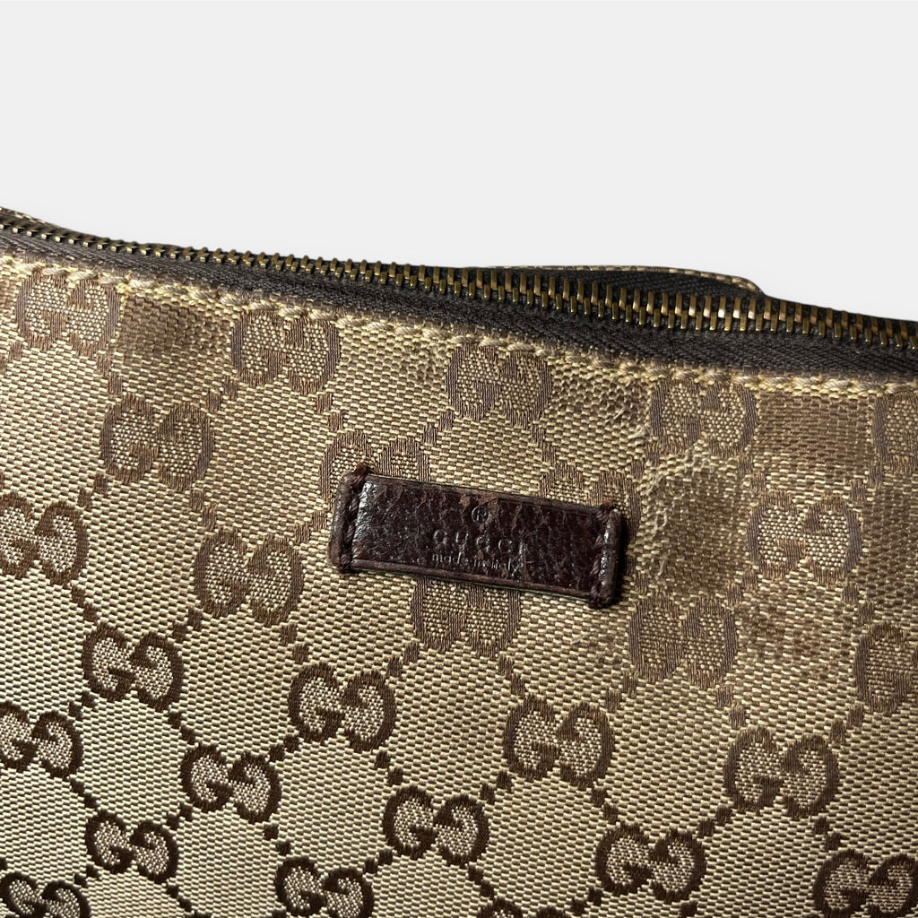 Gucci GG Canvas Shoulder Bag Beige Silver Hardware w. Original Papers