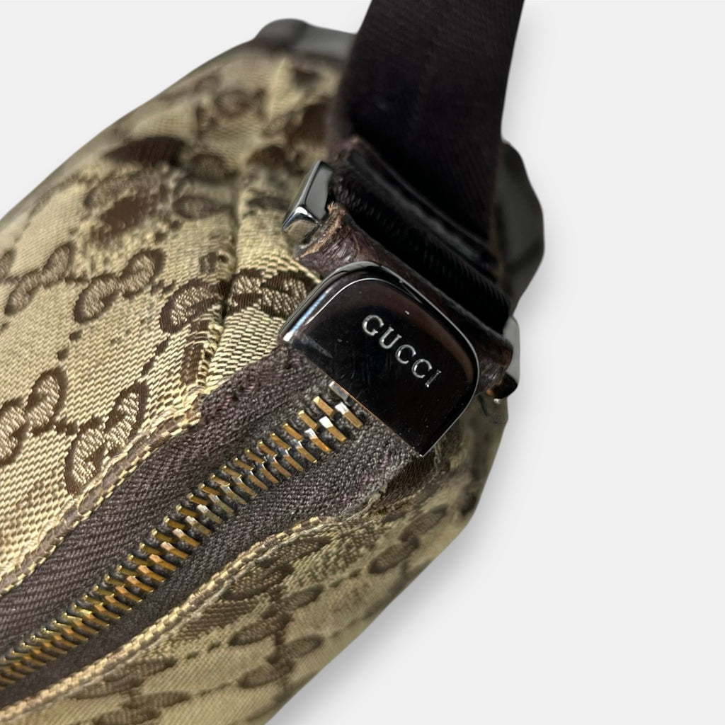 Gucci GG Canvas Shoulder Bag Beige Silver Hardware w. Original Papers